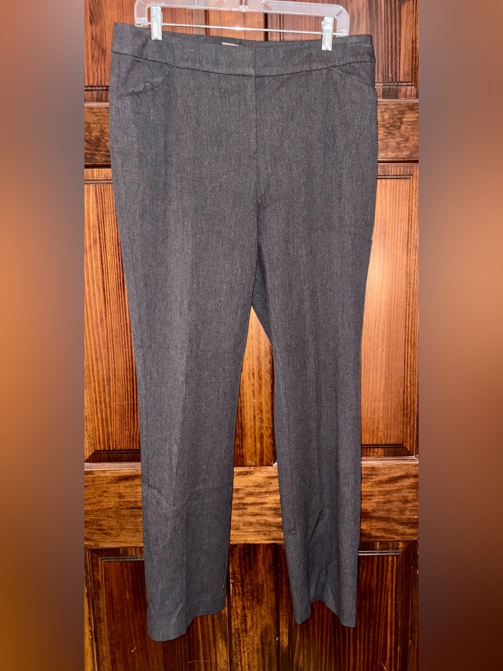 Chicos Pants Sz 1.5/10 Charcoal Gray Straight Leg Trousers Stretch Career
